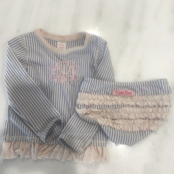 Ruffle Butts Swim Ruffle Butts Monogrammed Rash Guard Swimsuit Size